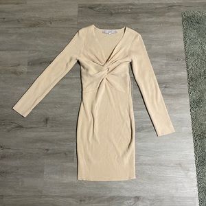 HYFVE Form Fitted Sweater Dress in Beige